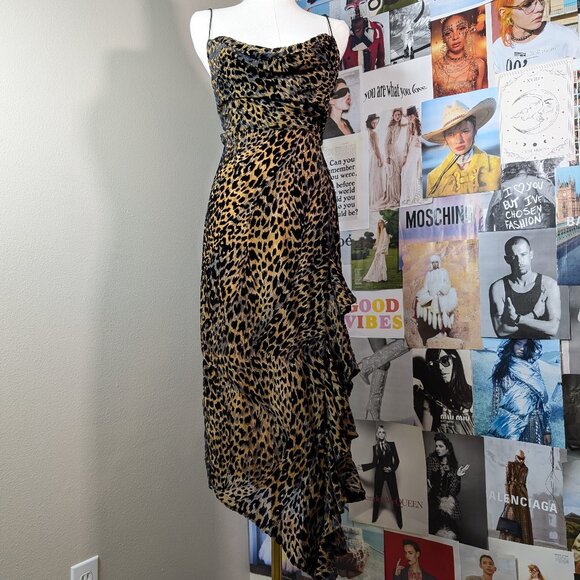 Misha Dresses & Skirts - Misha Johanna Leopard Cowl Neck Slip Dress